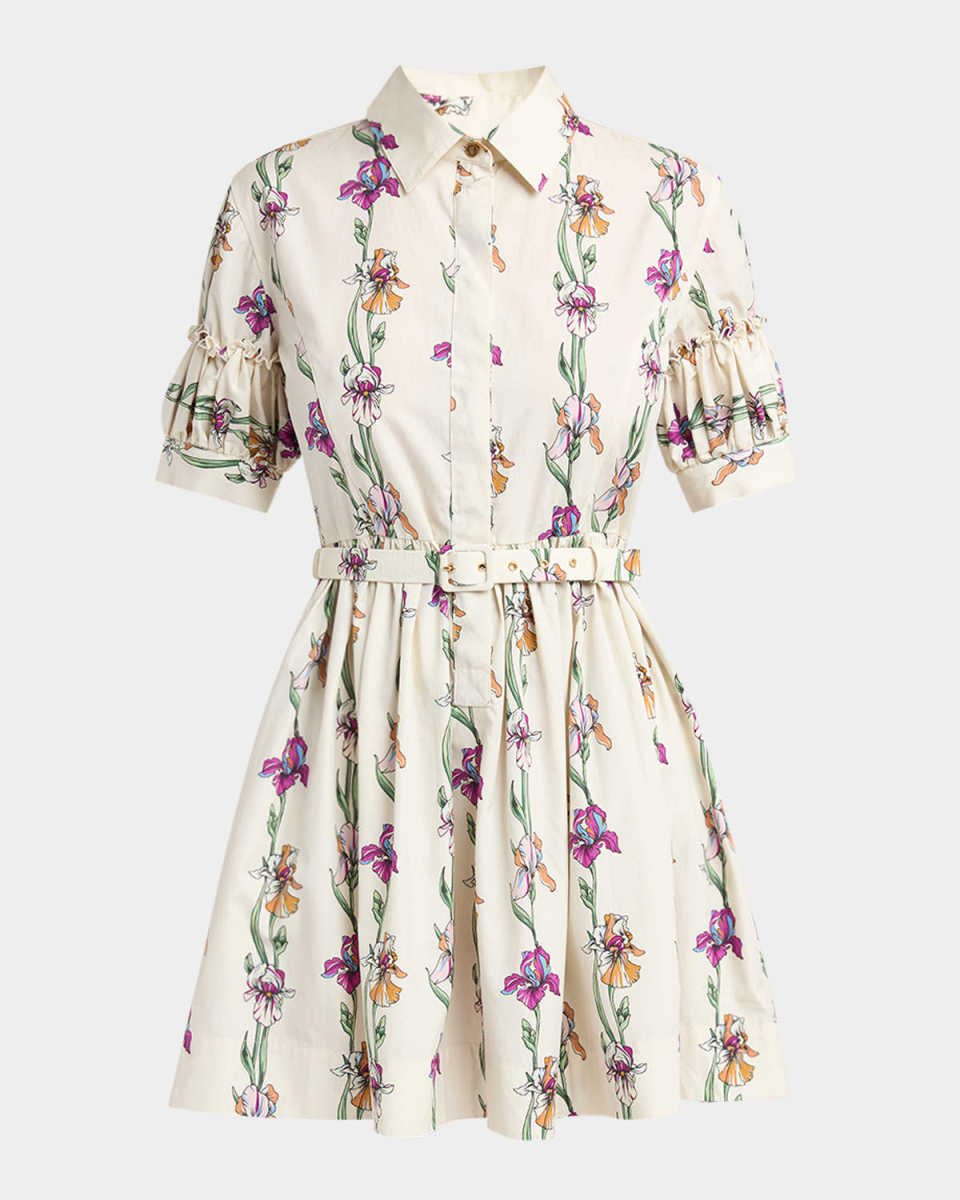 Libertine Floral Striped Belted Mini Shirtdress